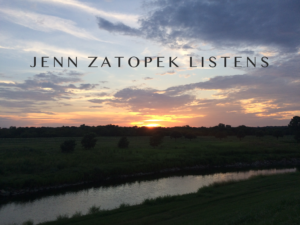 Sunset over the river with Jenn Zatopek Listens in the sky.